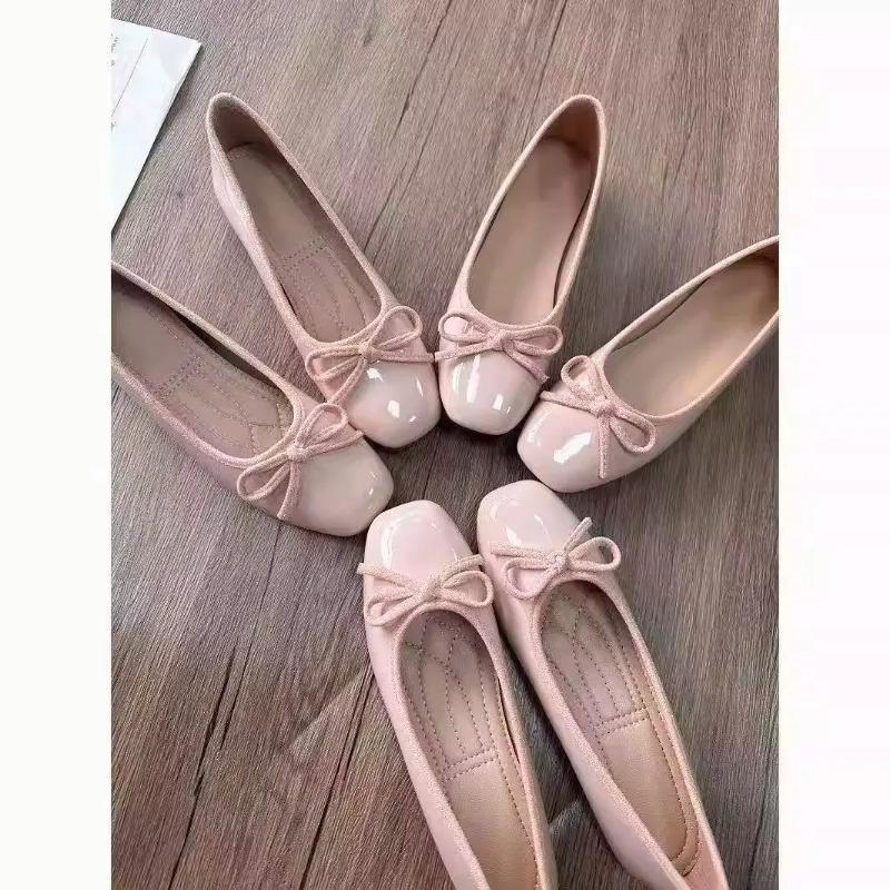 Slingback Pumps Women - Women Ballet Flats Square Toe Bowknot