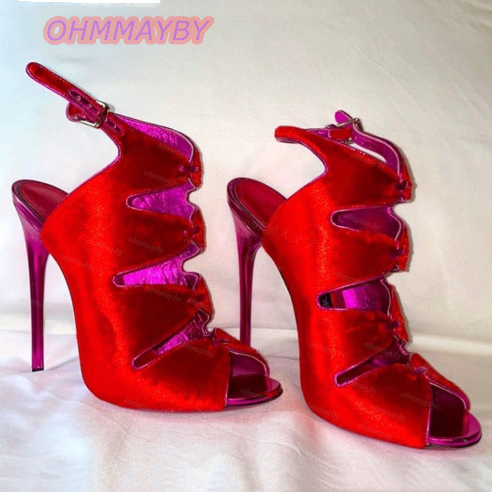Kids Shoes Women - Women Red Velvet Peep Toe Sandals