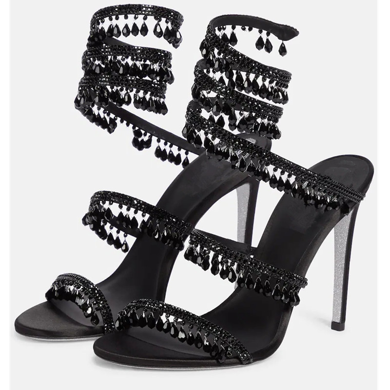Sexy Green Crystal Fringe Stil - Ankle Strap Heels 评论和价格
