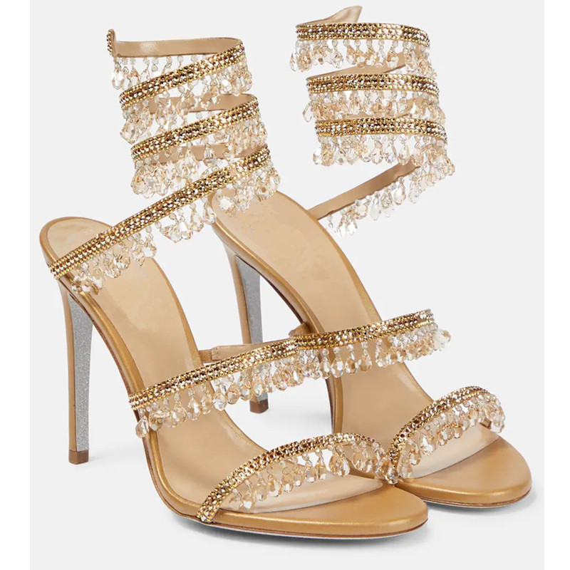 Sexy Green Crystal Fringe Stil - Ankle Strap Heels 评论和价格
