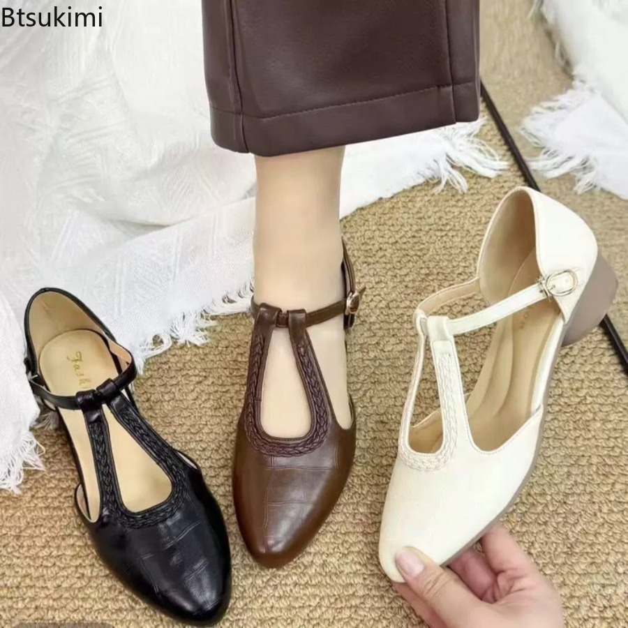 New Summer Women's Retro Hollo - Ankle Strap Heels 评论和价格