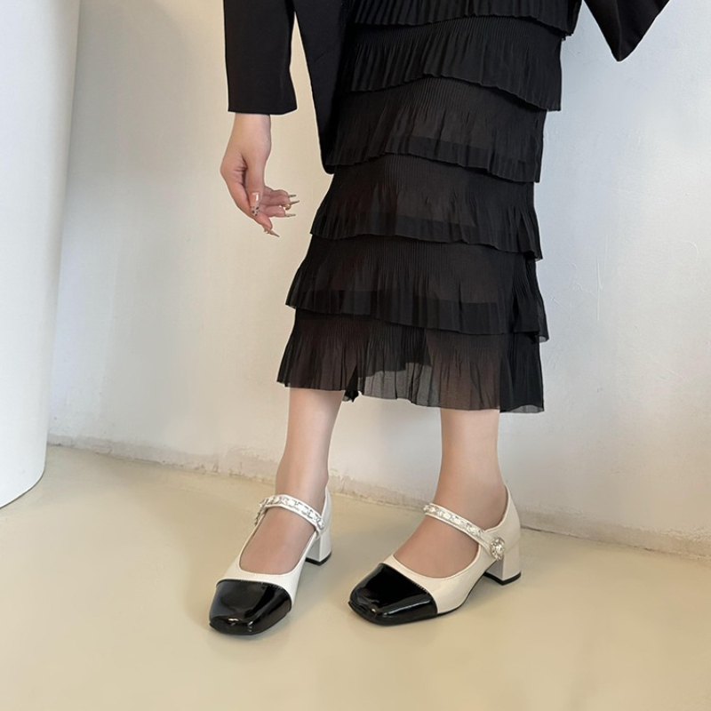 2026 Pearl Clasp Thick-Topped  - Slingback Pumps Women 评论和价格