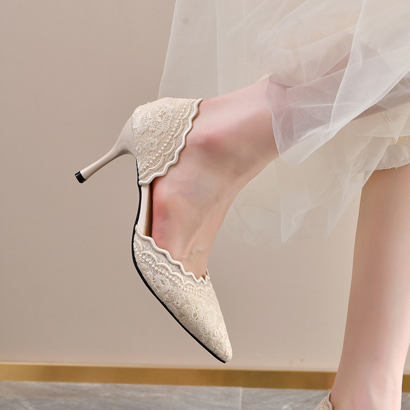 Lace Pointed Toe High Heels Wo - Slingback Pumps Women 评论和价格