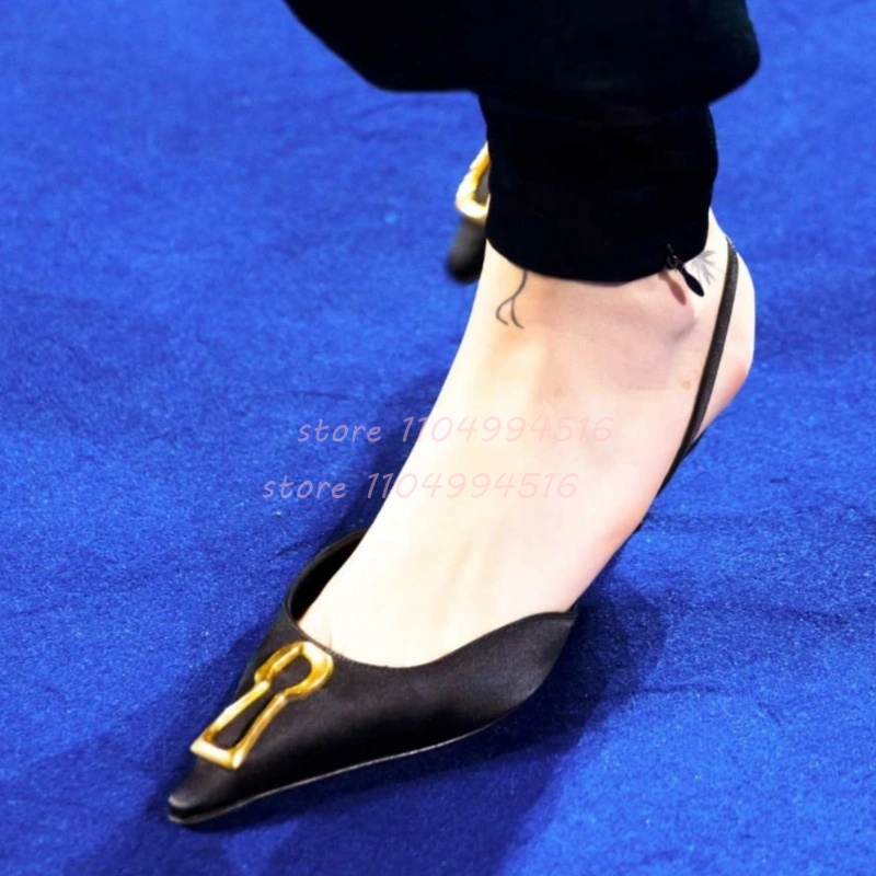 Metal Buckle Striped Pointed K - Women'S Shoes Kitten Heels 评论和价格
