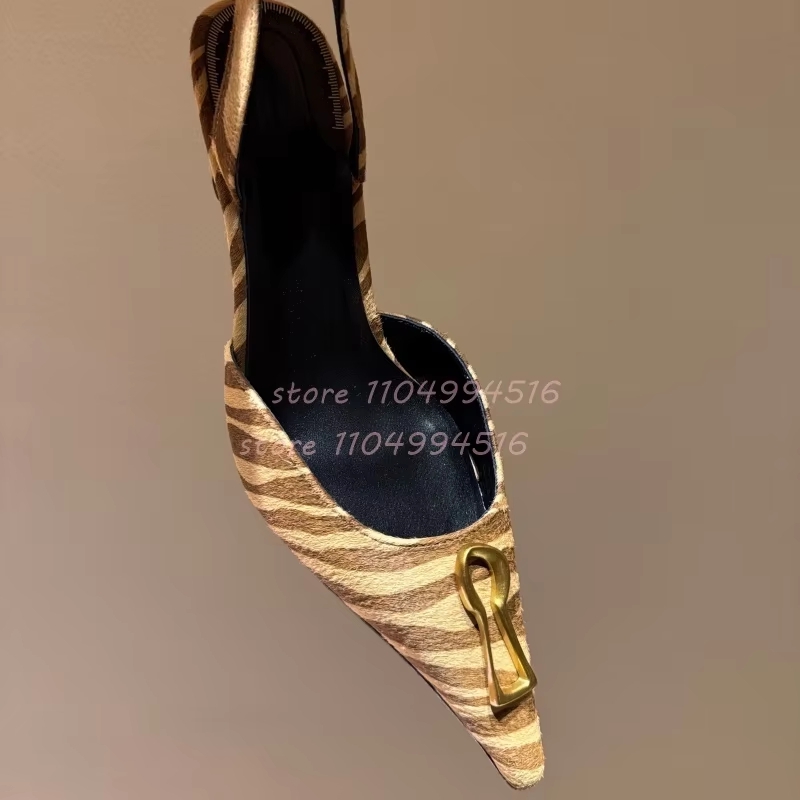 Metal Buckle Striped Pointed K - Women'S Shoes Kitten Heels 评论和价格