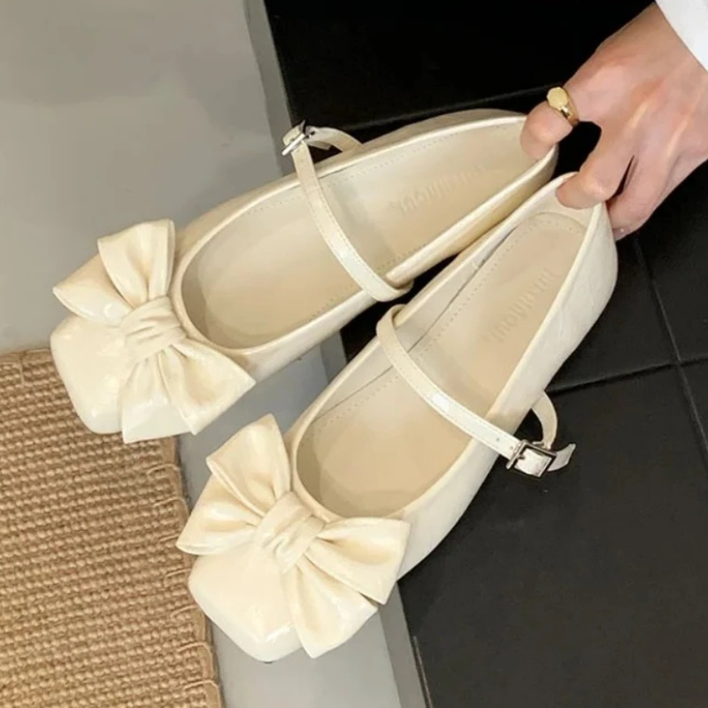 Cute Bowknot Square Toe Design - Women Shoes Elegant 评论和价格