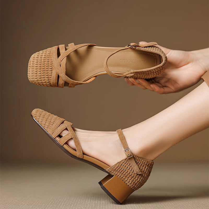 Retro Weave High Heel Sandals  - Ankle Strap Heels 评论和价格