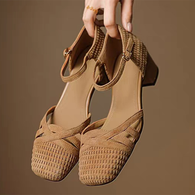 Retro Weave High Heel Sandals  - Ankle Strap Heels 评论和价格