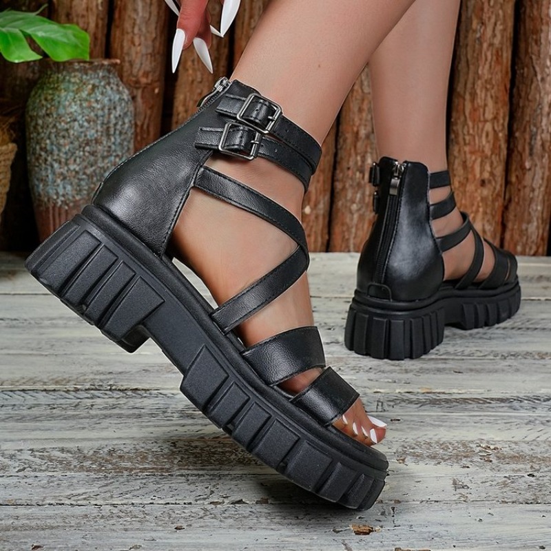 Roman Style Hollow Thick Heel  - Gladiator Sandal Women 评论和价格