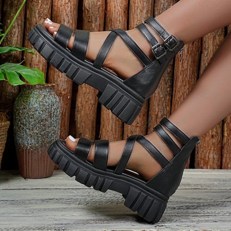Roman Style Hollow Thick Heel  - Gladiator Sandal Women 评论和价格