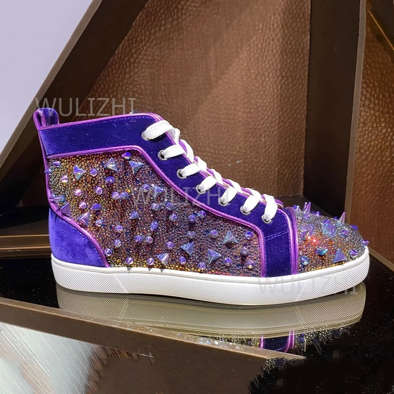 Dark Purple Crystal Rivet Men  - Women'S Shoes For Tennis 评论和价格