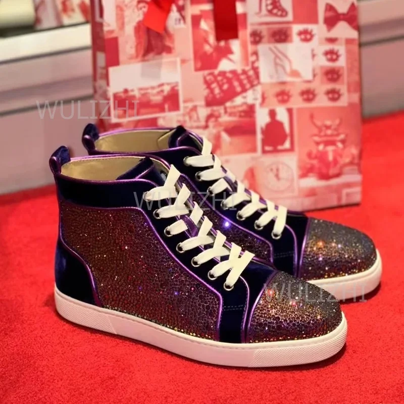 Dark Purple Crystal Rivet Men  - Women'S Shoes For Tennis 评论和价格