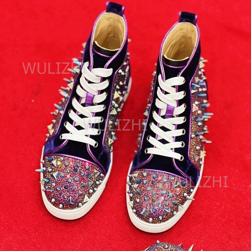 Dark Purple Crystal Rivet Men  - Women'S Shoes For Tennis 评论和价格