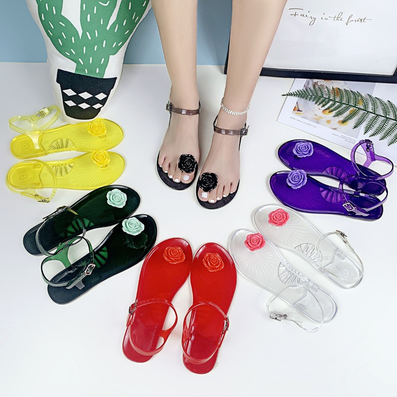 Adult Soft-soled Flat Beach Sh - Jelly Sandal Women 评论和价格