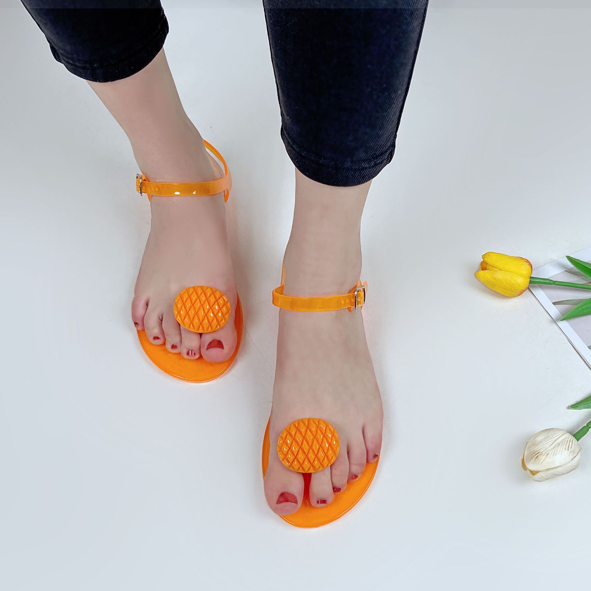 New Women Round Toe Jelly Sand - Jelly Sandal Women 评论和价格